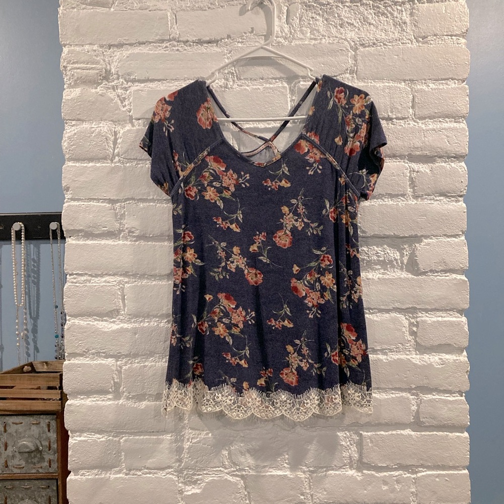 Lace Edged Floral Top